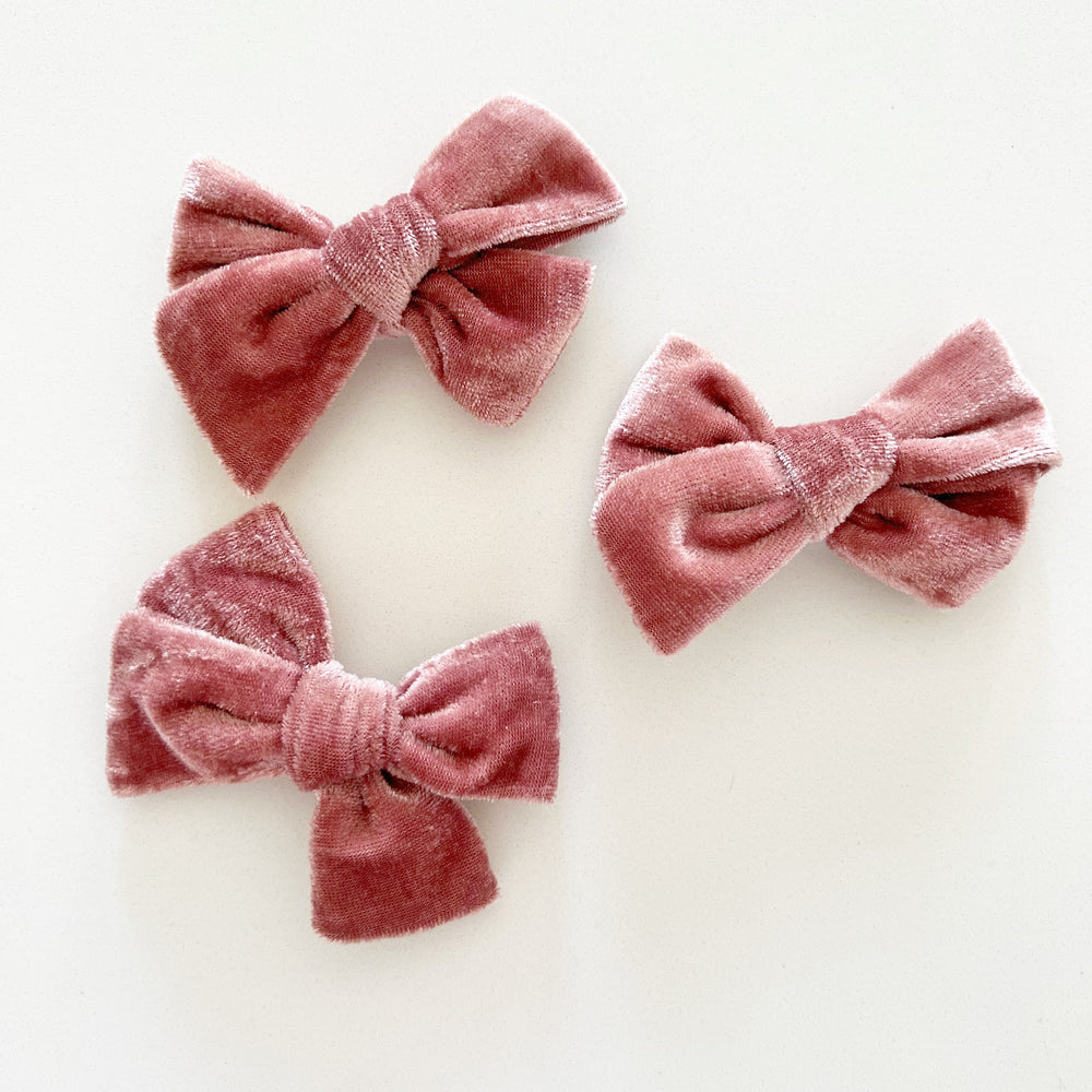 Mulberry Velvet Clip Bow - BohemianBabies