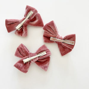 Mulberry Velvet Clip Bow - BohemianBabies