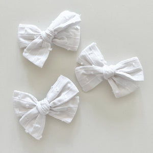 White Swiss Dot Bow - BohemianBabies