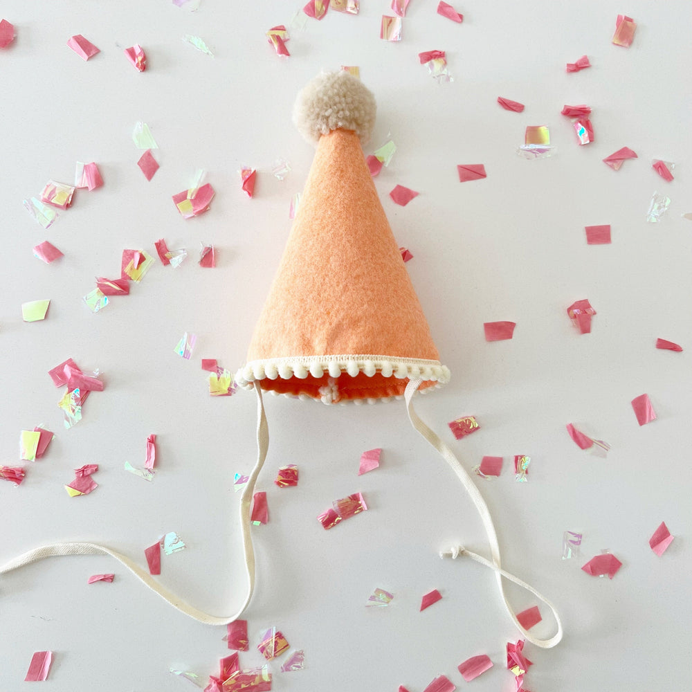 
            
                Load image into Gallery viewer, Coral Felt Party Hat - BohemianBabies
            
        