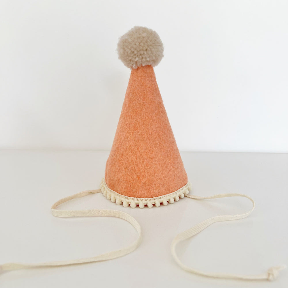 
            
                Load image into Gallery viewer, Coral Felt Party Hat - BohemianBabies
            
        