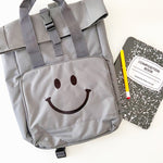 Graphite Smiley Large Roll-Top Backpack - BohemianBabies