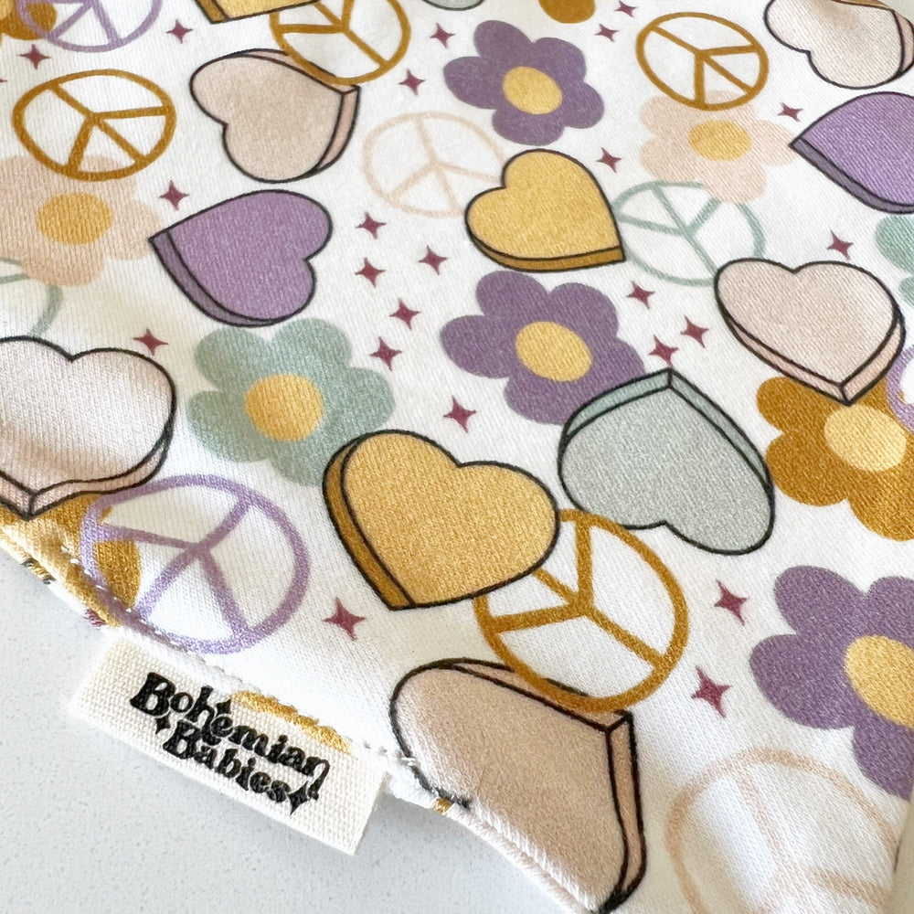 Peace & Love Organic Bandana Bib - BohemianBabies