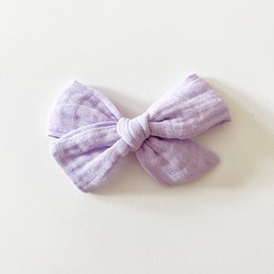 Lavender Muslin Bow with Clip - BohemianBabies
