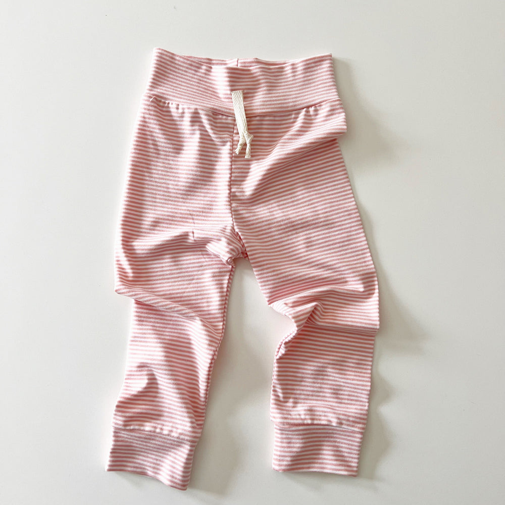 
            
                Load image into Gallery viewer, Pink Stripe Bamboo Joggers - BohemianBabies
            
        