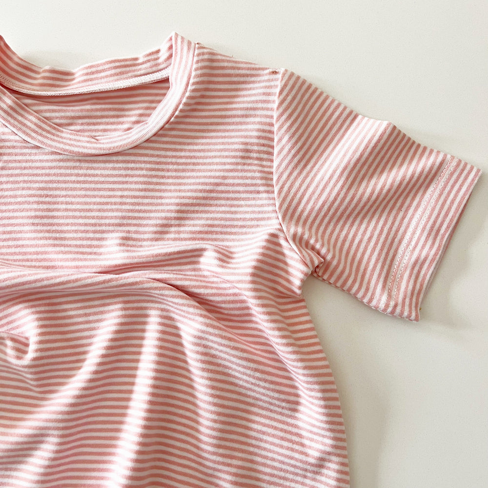 Pink Stripe Bamboo T-Shirt Dress - BohemianBabies