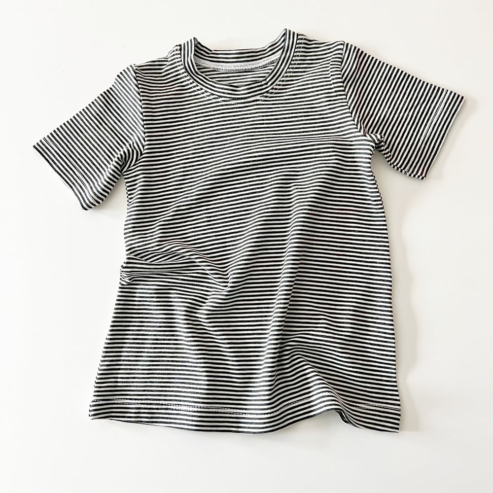 Charcoal Stripe Bamboo T-Shirt Dress - BohemianBabies
