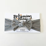 Charcoal Stripe Bamboo Bow Headband - BohemianBabies