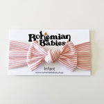 Pink Stripe Bamboo Bow Headband - BohemianBabies