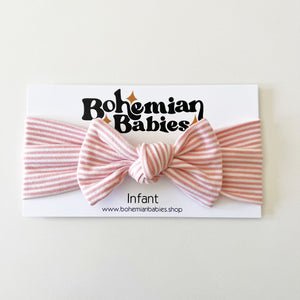 
            
                Load image into Gallery viewer, Pink Stripe Bamboo Bow Headband - BohemianBabies
            
        