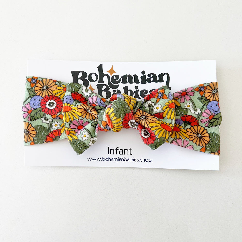 
            
                Load image into Gallery viewer, PREORDER - Summer of Happiness Organic Bow Headband - BohemianBabies
            
        