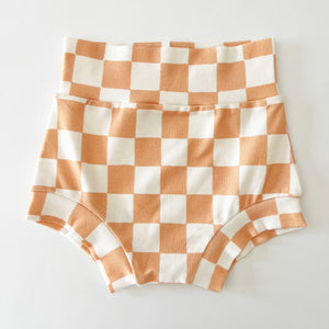 
            
                Load image into Gallery viewer, PREORDER - Rose Pink Checkered Organic Shorties - BohemianBabies
            
        