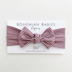 Rose Brown Stripe Bamboo Bow Headband - BohemianBabies