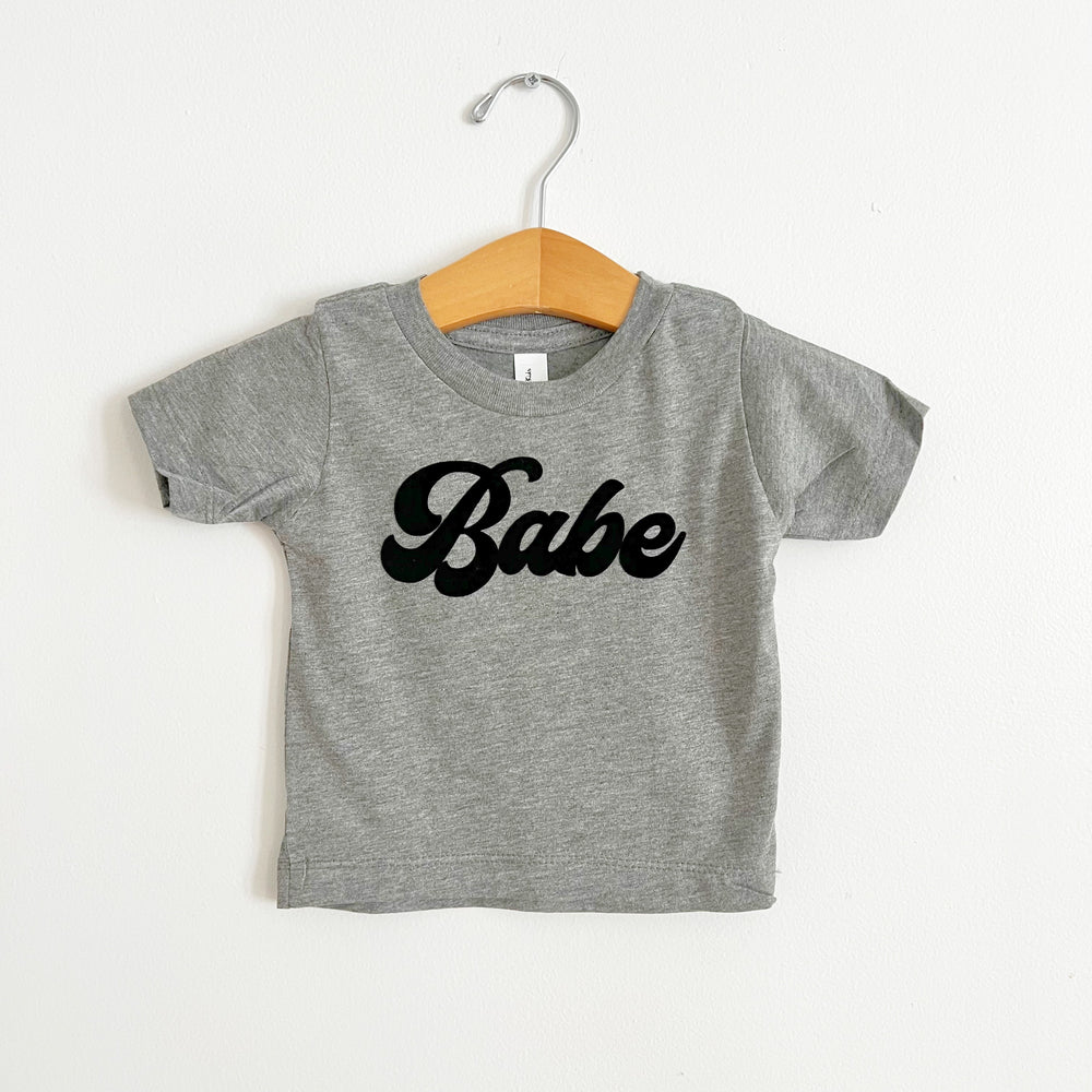 
            
                Load image into Gallery viewer, Babe Grey Tri-Blend Kids Tee - BohemianBabies
            
        