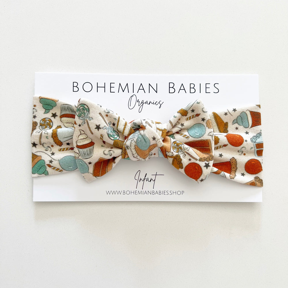 Birthday Surprise Blue Organic Bow Headband - BohemianBabies