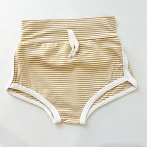 
            
                Load image into Gallery viewer, Golden Stripe Bamboo Track Shorties - BohemianBabies
            
        